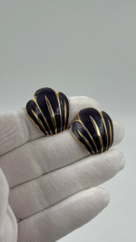 Серьги с тёмно-фиолетовой эмалью