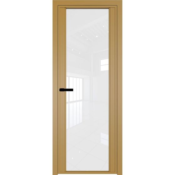 Алюминиевая дверь 2AGP золото стекло белый триплекс