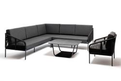 "Канны" модульная угловая лаунж-зона из роупа (веревки), цвет темно-серый