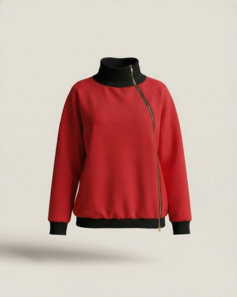 Джемпер на молнии в красном