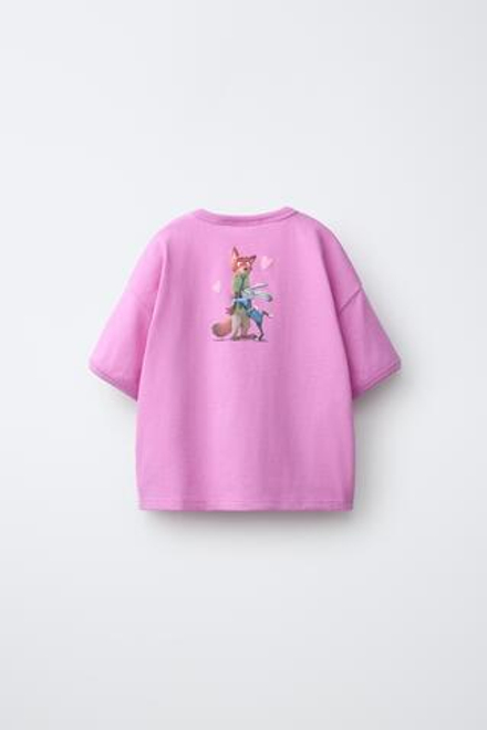ZARA ФУТБОЛКА «ЗВЕРОПОЛИС» © DISNEY, РОЗОВЫЙ/ЛИЛОВЫЙ