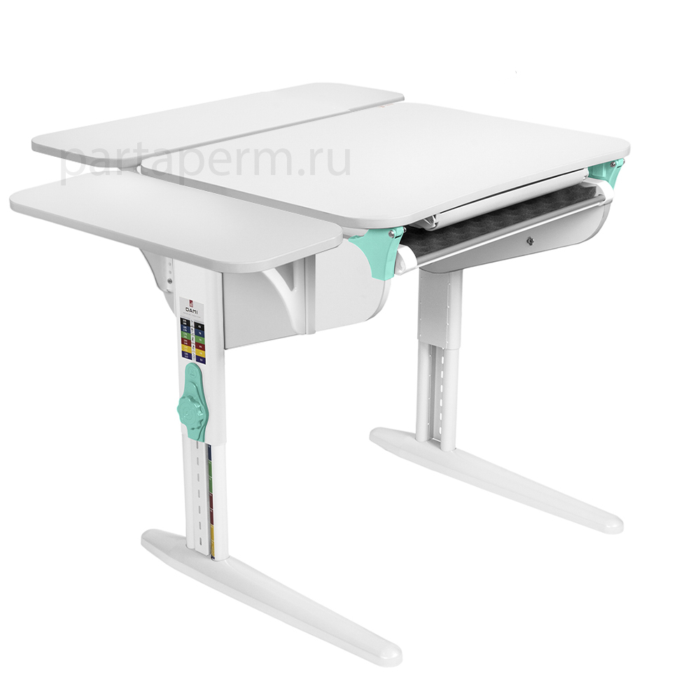 Растущая парта Дэми СУТ 44 с лотком и полками СУТ.32.250 и СУТ.45.310 (1000×715 мм)