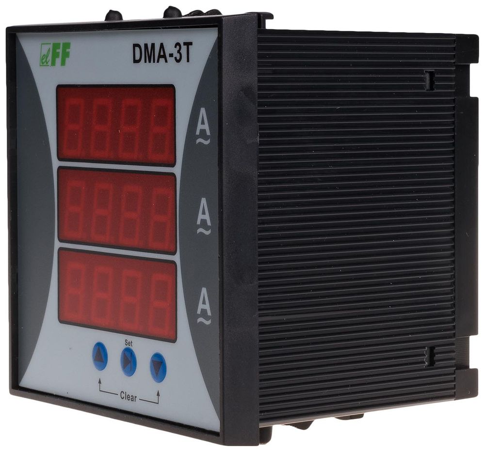 Указатель тока (амперметр) DMA-3T 3х-фазн. 220В 05-5; 1-9000 (с внешними ТТ) на монтаж. панель F&amp;F