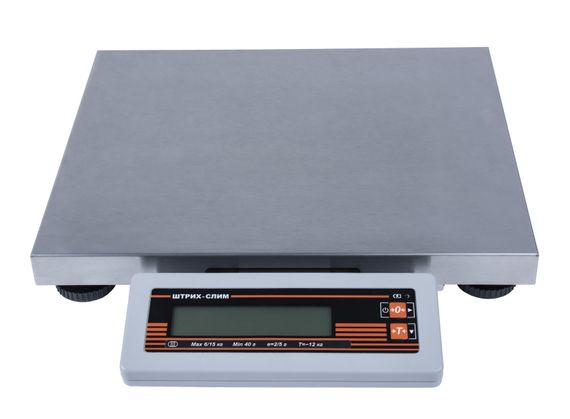 Весы фасовочные ШТРИХ-СЛИМ 300М 15-2,5 ДП1 Ю (POS2) интерфейс USB (размер платформы 325х275х55)