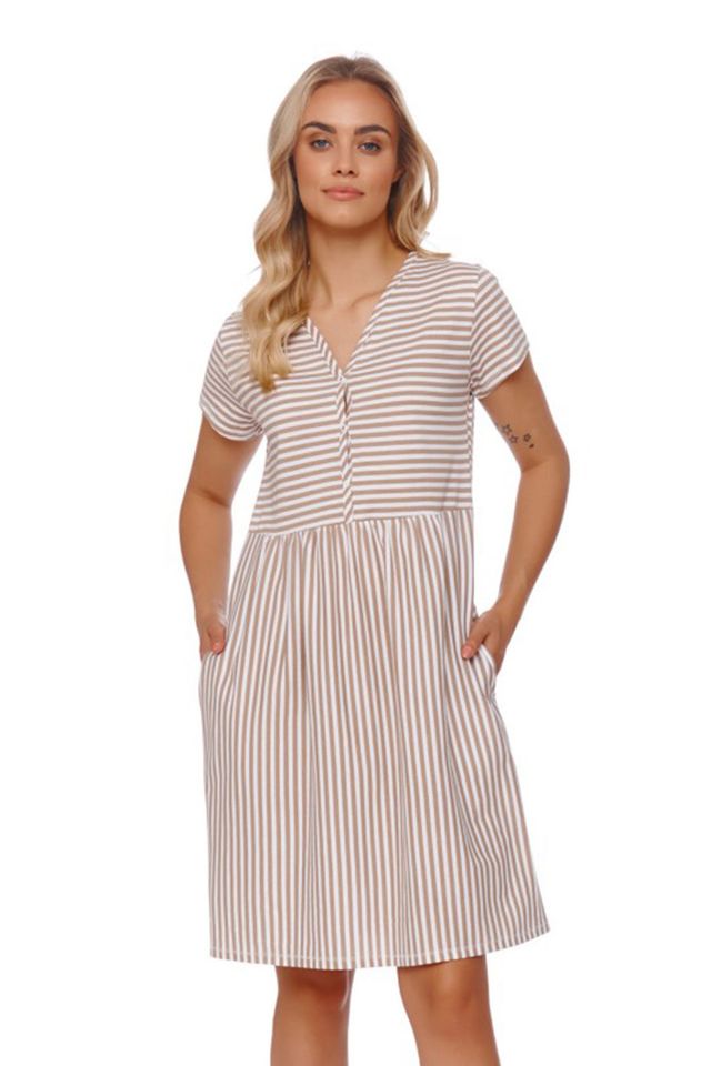 Хлопковая сорочка в полоску с высокой талией