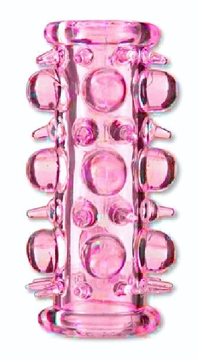 Розовая насадка на пенис с шипами и шишечками (Цвет: розовый)