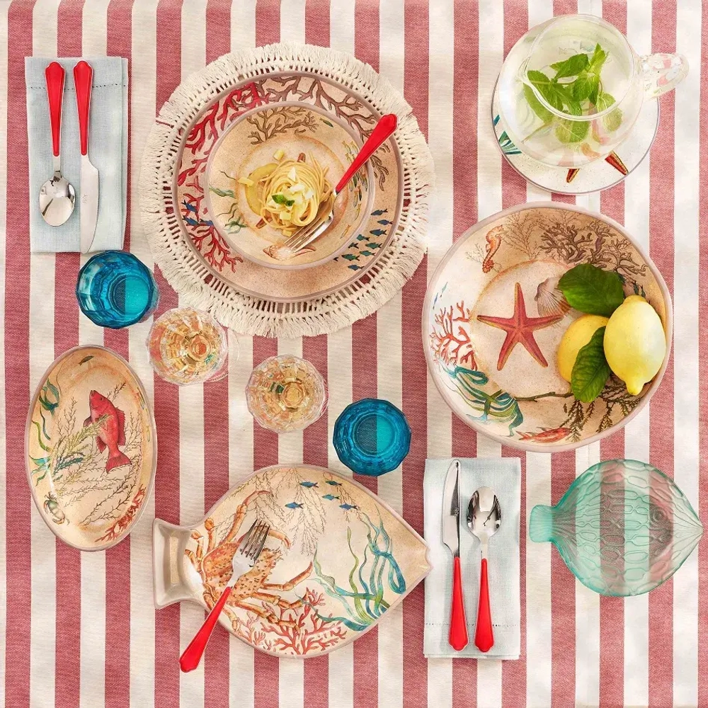Rose&Tulipani Набор из 2 сервировочных тарелок с рыбками Sea Life 33x23 см из меламина