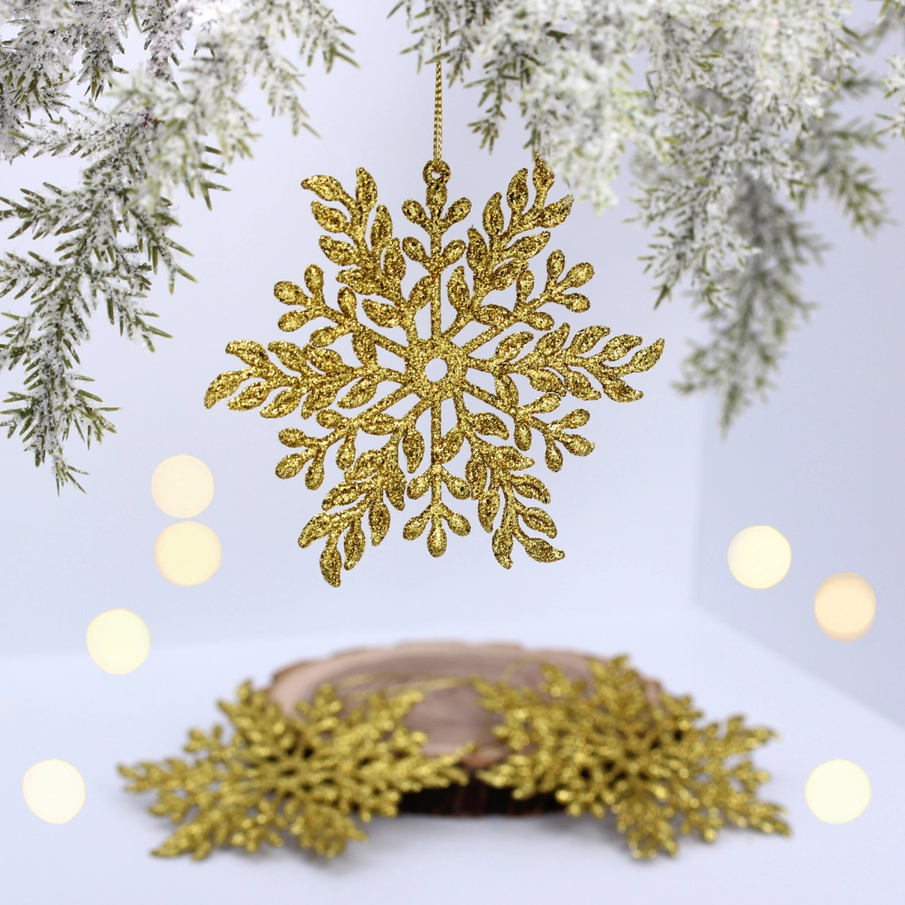 Подвеска «Волшебная снежинка» 11,5 см (набор 3 шт), Золото