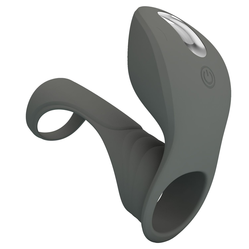 Серая насадка для пениса с вибростимуляцией (Цвет: серый)