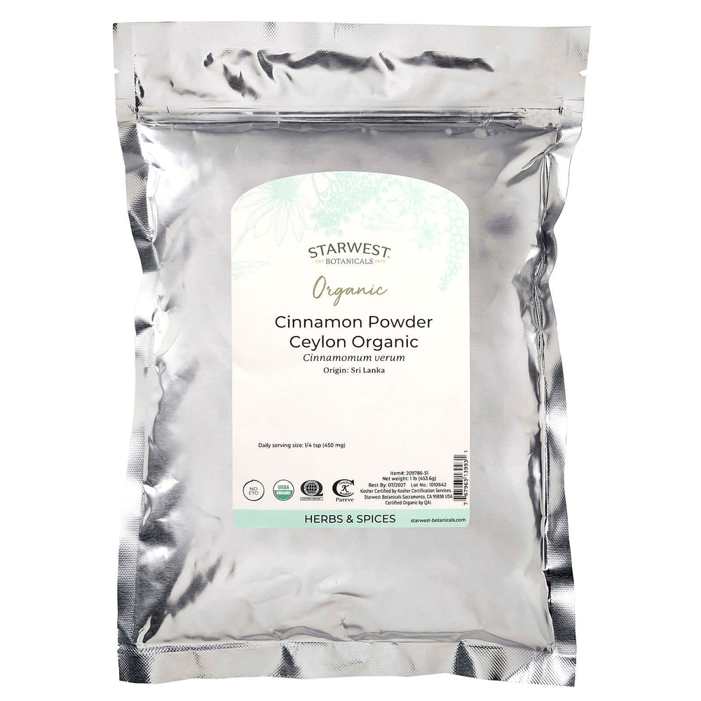 Starwest Botanicals, Органическая цейлонская корица, 453,6 г (1 фунт)