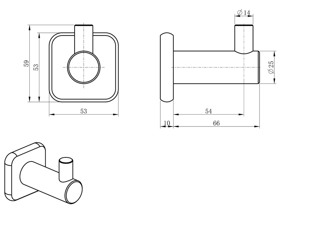 Крючок для ванной WONZON & WOGHAND, Хром (WW-V1301-CR)