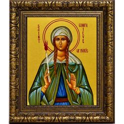 Женевьева (Геновефа) Парижская преподобная. Икона на холсте.