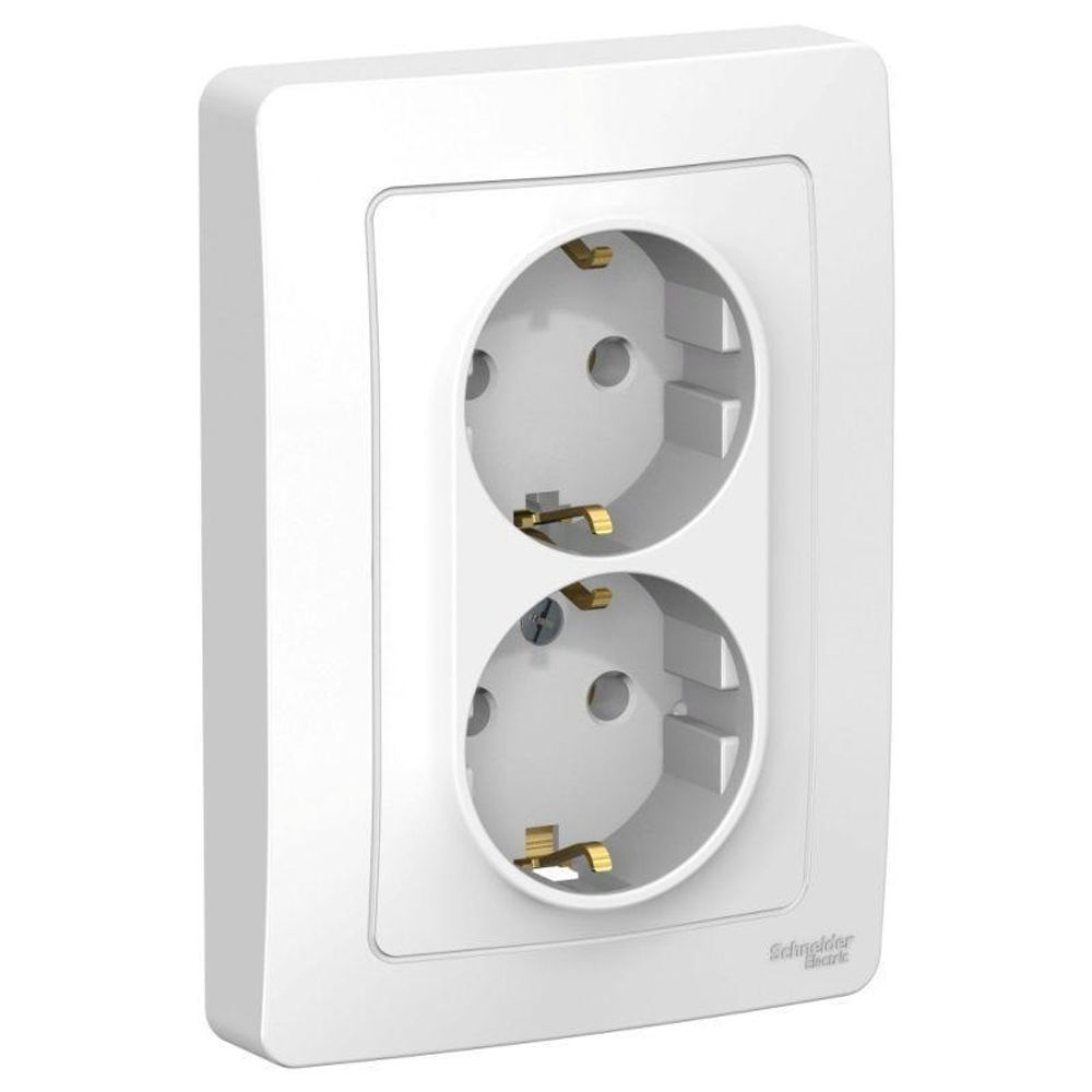 Розетка 2-м СП Blanca 16А IP20 250В с заземл. без защ. шторок бел. SE BLNRS001021 Розетка 2-м СП Blanca 16А IP20 250В с заземл. без защ. шторок бел. SE BLNRS001021