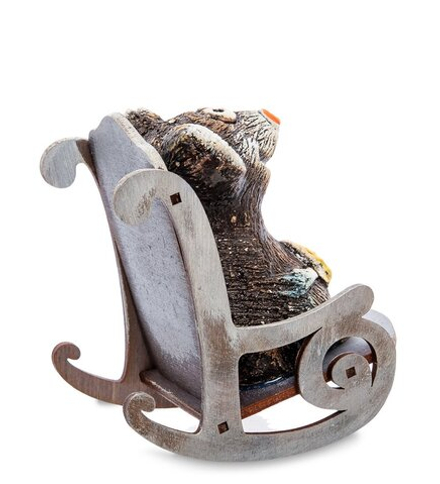 KK-616 Фигурка «Мышка с сыром в кресле-качалке» шамот