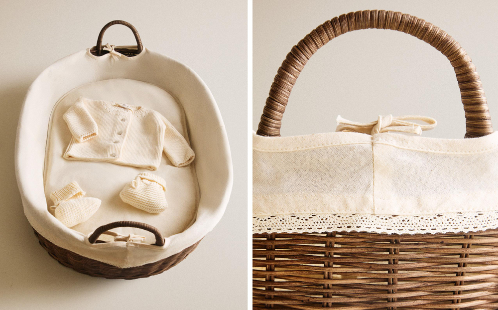 Zara Home Корзина из ротанга, цвет коричневый, 74 см
