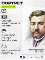 Портрет для школы в кабинет литературы и русского языка "Куприн Александр Иванович", стенд школьный для класса, для оформления классного уголка, 40х30 см, Silver Plane x Айдентика Технолоджи