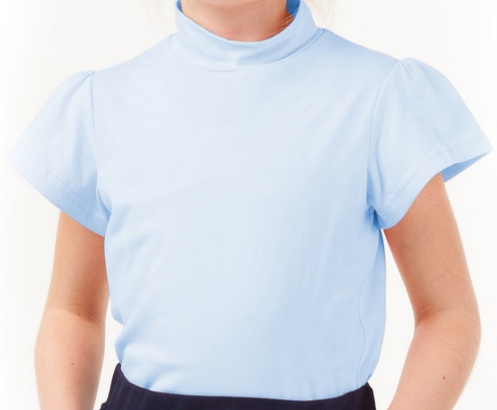 Блузка для девочки с коротким рукавом голубая