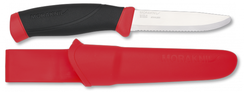 Нож Morakniv Companion Rescue SRT Safe, серейтор, нержавеющая сталь, клинок 99мм, сигнальный красный