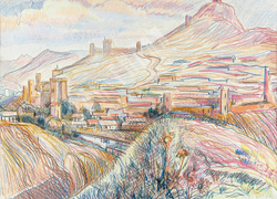 Ган Т. К. (р. 1931). Крепостная гора (Судак). Бумага, пастель. Крым, СССР, 1964 г.