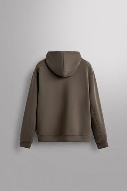 ZARA ТЕХНИЧЕСКАЯ ТОЛСТОВКА НА МОЛНИИ С КАПЮШОНОМ, ПЕСОЧНЫЙ