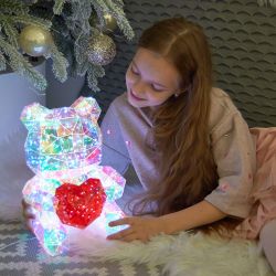ULD-R508 USB BEAR WITH HEART Светильник декоративный Мишка с сердцем. с USB проводом. 200 светодиодов. Белый свет. Цвет корпуса радужный. TM Uniel