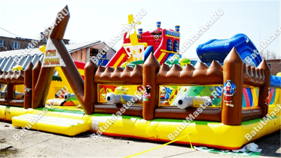 Большой надувной батут "Говорящая акула" 14*10*6 м