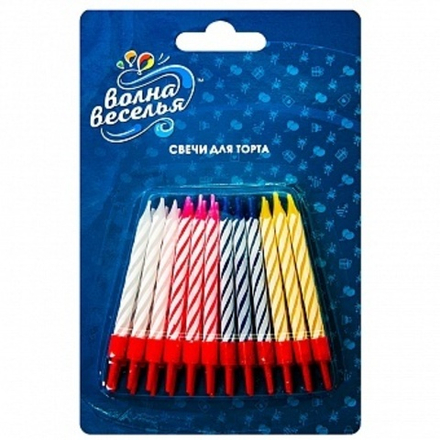 Свечи праздничные 2-х цветные 5,5 см. в пластиковых держателях 24 шт.