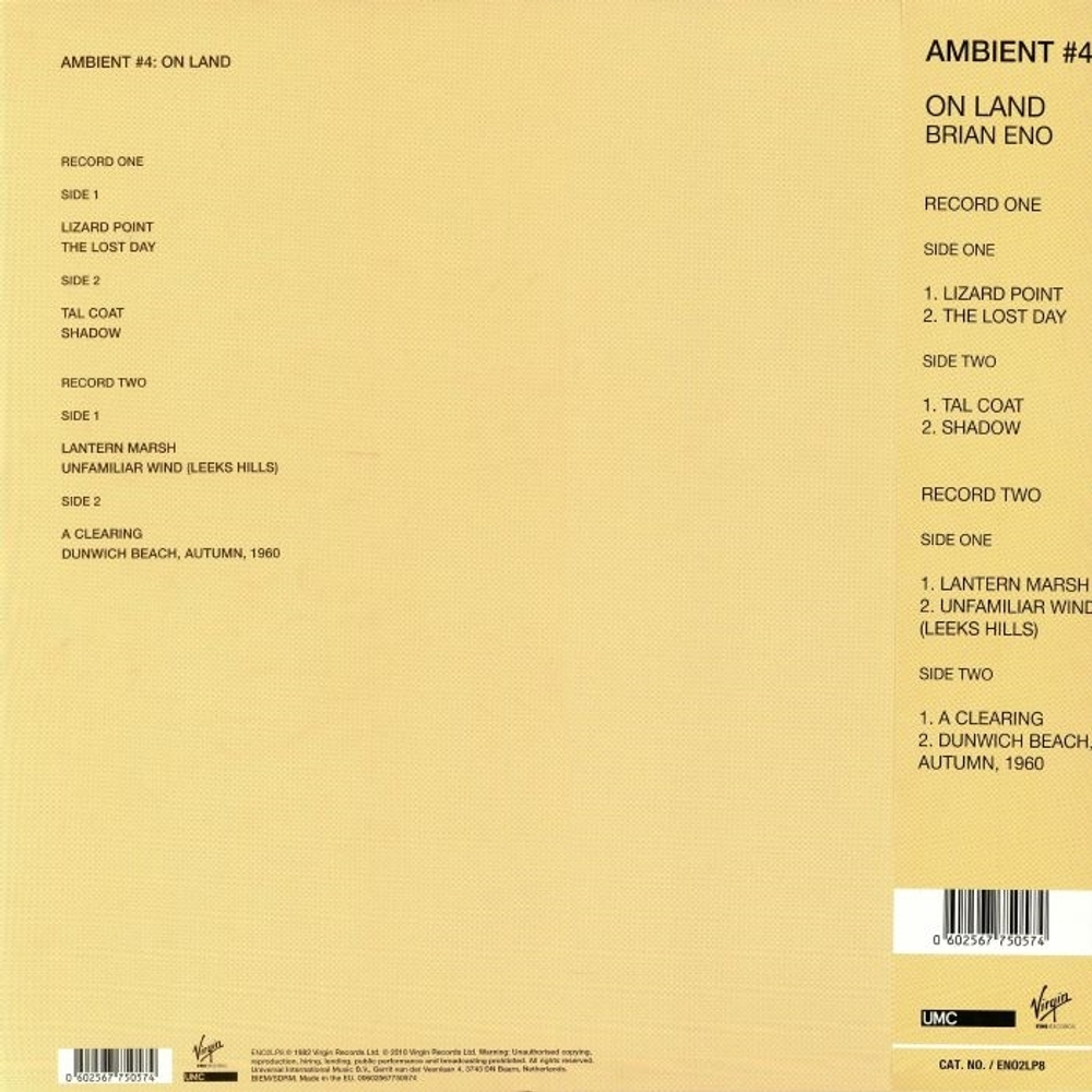 Brian Eno / Ambient 4: On Land (2LP)