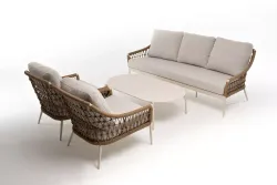 "Венеция" лаунж-зона из искусственного ротанга, цвет соломенный