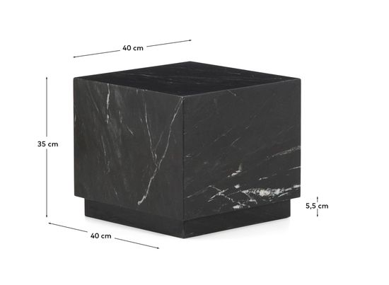 Приставной столик Sorein из черного мрамора 40 x 40 см