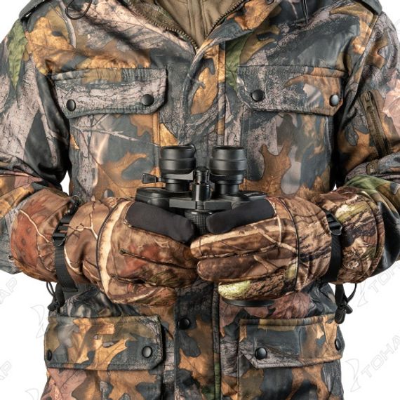 Перчатки Helios охотничьи утепленные КМФ лес р. L