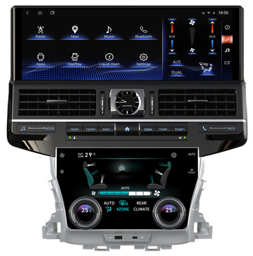 Магнитола для Toyota Land Cruiser 200 2015-2021 (без JBL) - Kuberg ZH-T1603X монитор 16.3" на Android 12, Быстрая, CarPlay, 4G SIM-слот, сенсорный блок климата