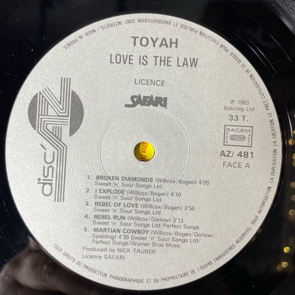 Винтажная виниловая пластинка LP Toyah Love Is The Law (Франция 1983)