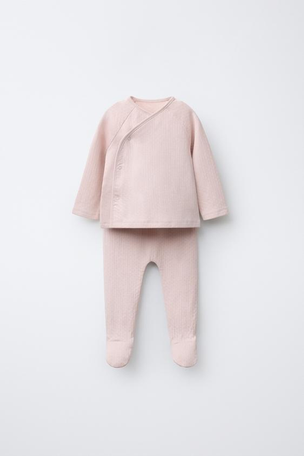 ZARA КОМПЛЕКТ ИЗ ФУТБОЛКИ И ЛЕГИНСОВ С РЕЛЬЕФНЫМ УЗОРОМ, ЦВЕТ РОЗОВОГО ДЕРЕВА