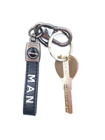 Брелок для ключей кожаный с эмблемой Man (кожзам, белая надпись)