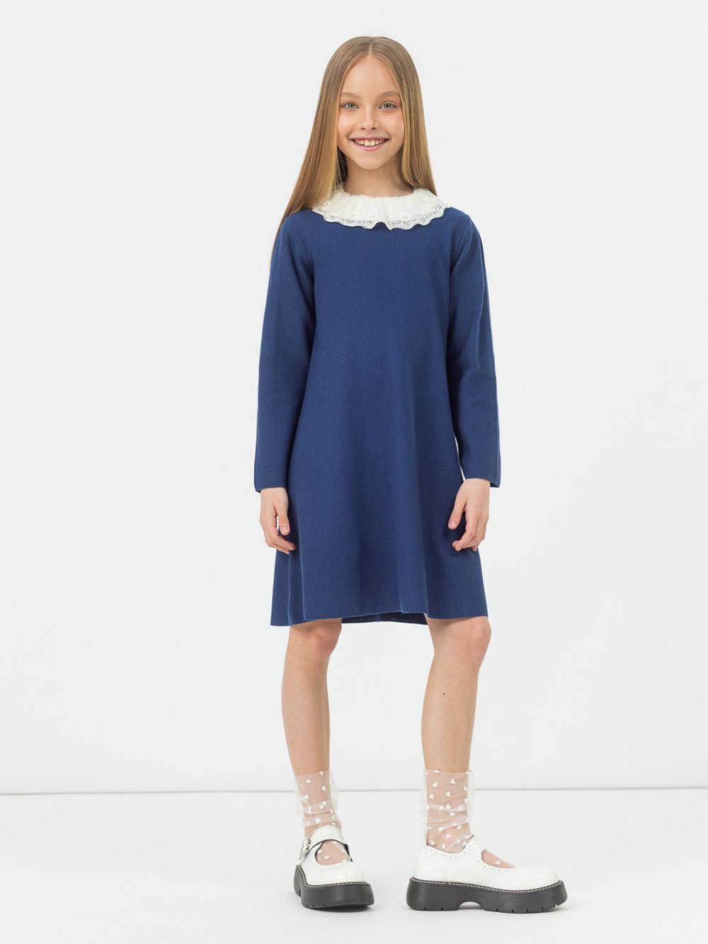 Платье для девочки в школу AT1082 сапфировый