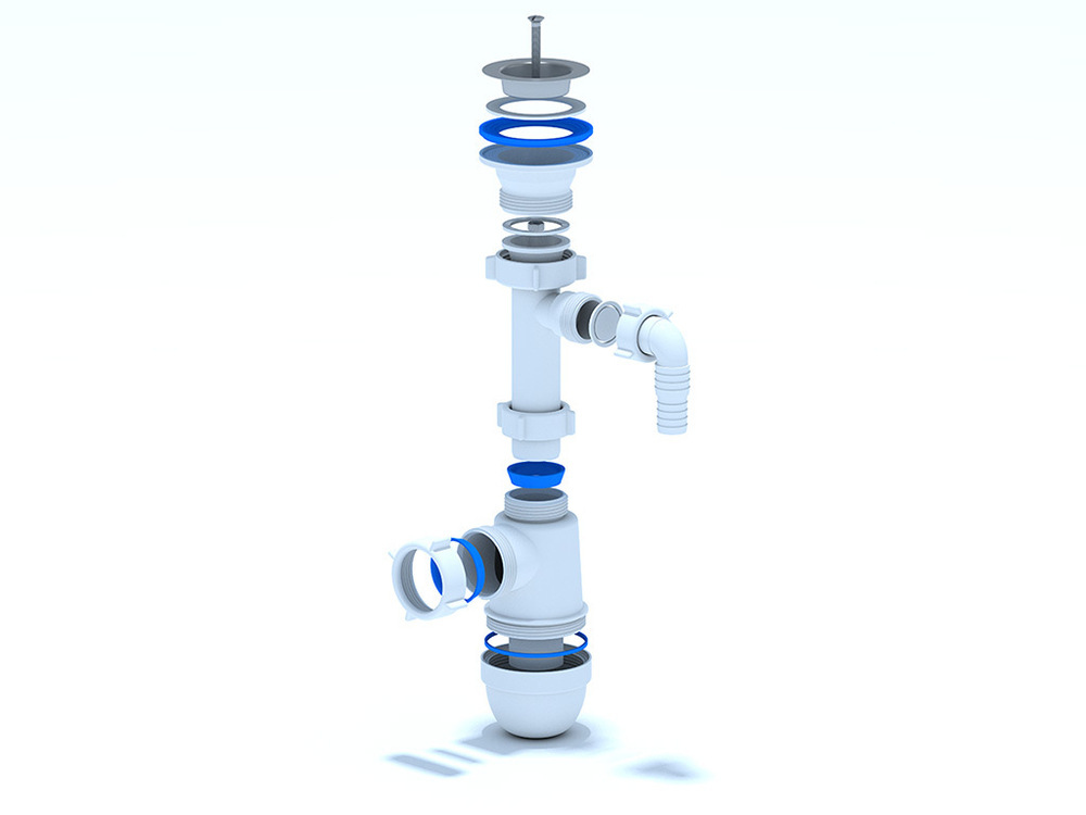 СИФОН Д/КУХНИ 1 1/2х40 С ГИБ/ТРУБ С ОТВ ДЛЯ СТИР/МАШ В102030