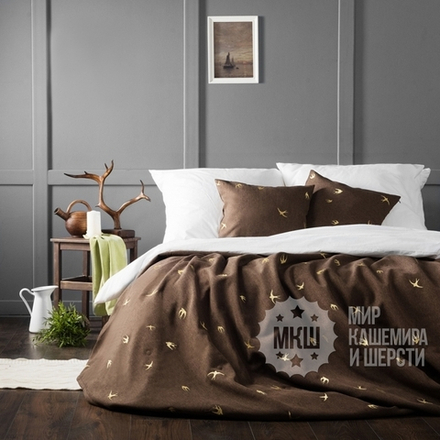 Покрывало на кровать с вышивкой ПРАЙМ (арт. BL02-245-06) - шоколадное