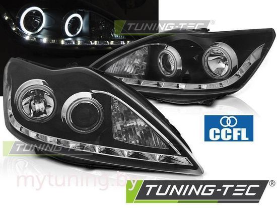 Передние фары Angel Eyes для Ford Focus II (08-11) CCFL черные