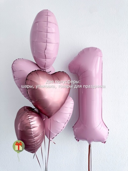 Розовый фонтан из сердец и цифра