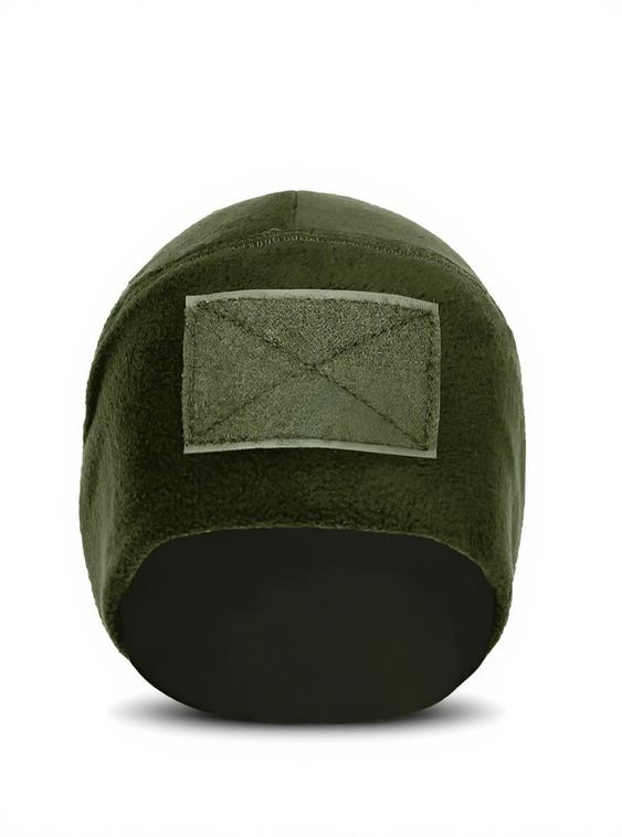 Тактическая военная флисовая шапка с липучкой Олива