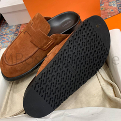 Мужские мюли Hermes Go Mule в коричневом цвете из замши