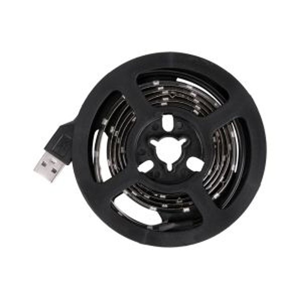 Лента светодиодная 5В, SMD2835, 4,8Вт/м, 60 LED/м, красный, 8мм, 1м, с USB коннектором, черная, IP65