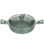 Сотейник алюминий, 28 см, антиприг, Daniks, Мрамор Олимп, зел, STWP-28-GRM-IND-LID, с крыш, индукц