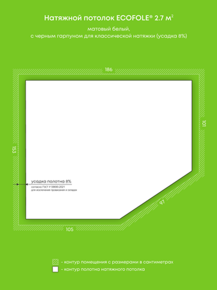 Натяжные потолки 2.7 м2, 2 м2