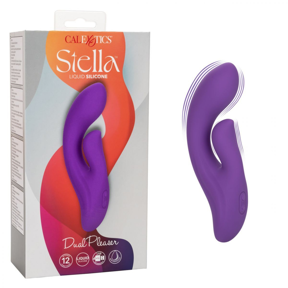Фиолетовый вибратор-кролик Stella Liquid Silicone Dual Pleaser - 17,25 см. (Цвет: фиолетовый)