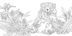 Gifts from animals Birth Moon Flower. Coloring Book