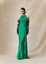 Платье макси из вискозного крепа со шлейфом