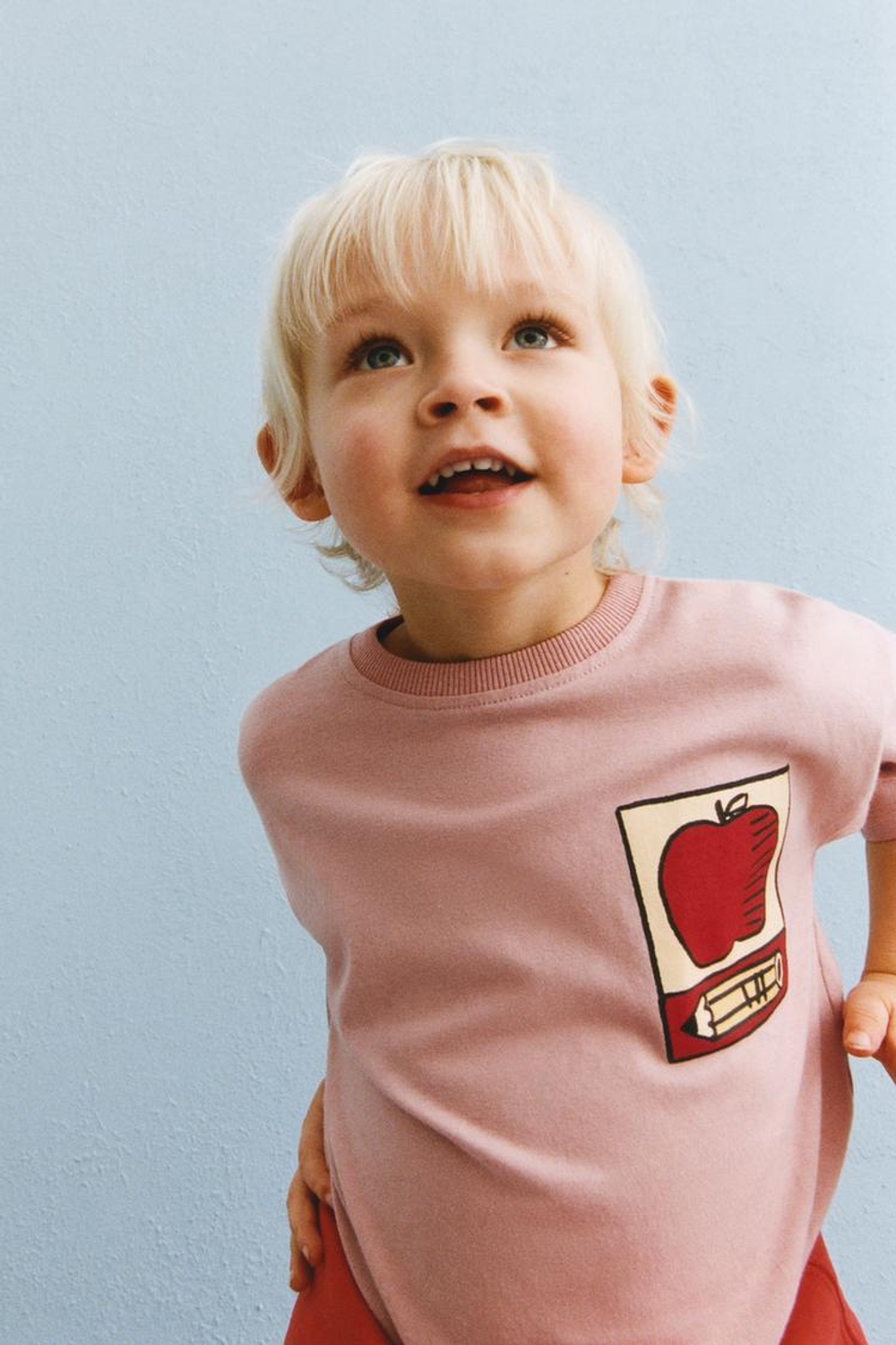 ZARA ФУТБОЛКА С ПРИНТОМ, МАЛИНОВЫЙ