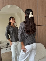 Блузка нарядная трикотажная офисная рукав 3 4